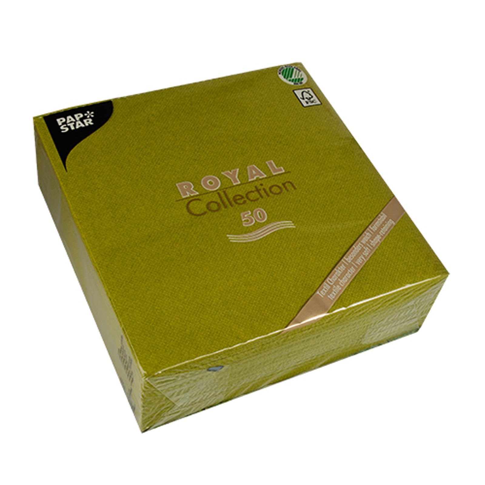 250 Servietten "ROYAL Collection" 1/4-Falz 40x40cm olivgrün