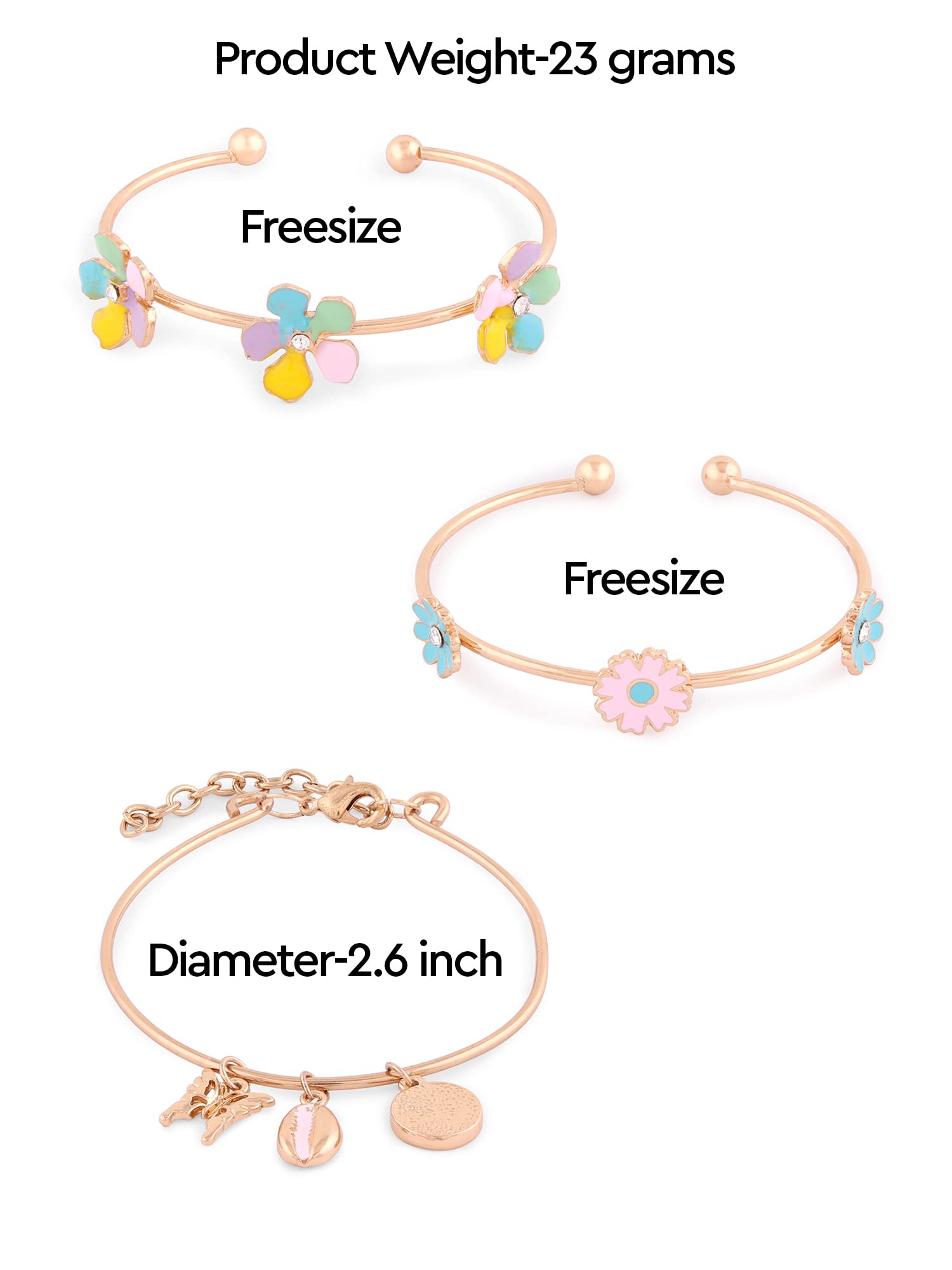Set of 3 Floral Stack Bracelets, Pastel Colors