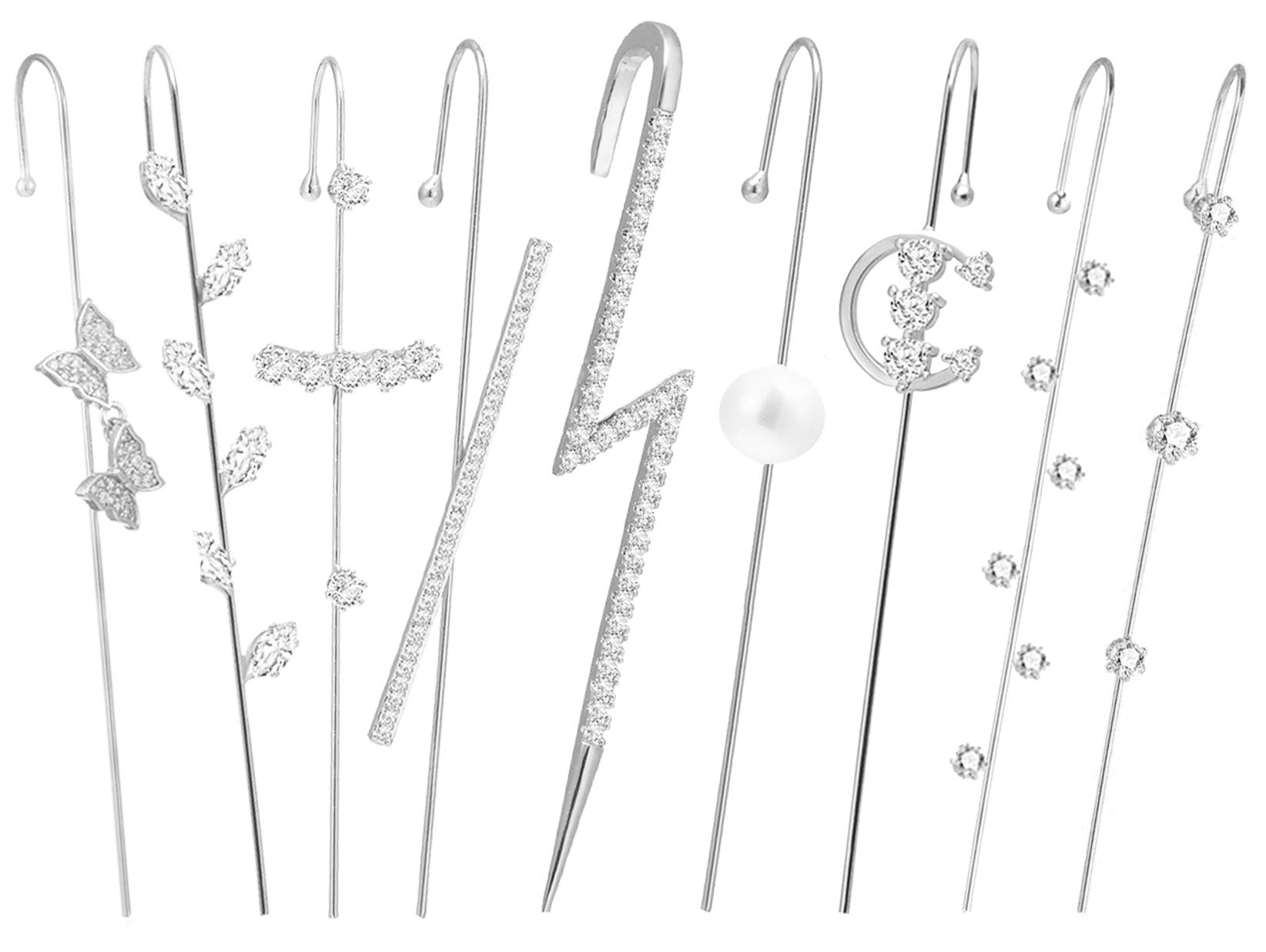 choice of allEar Cuff Crawler Earrings for Women Helix Hook Earrings Wrap Snowflake Rhinestone Lightning Bolt Piercing Jewelry Trendy