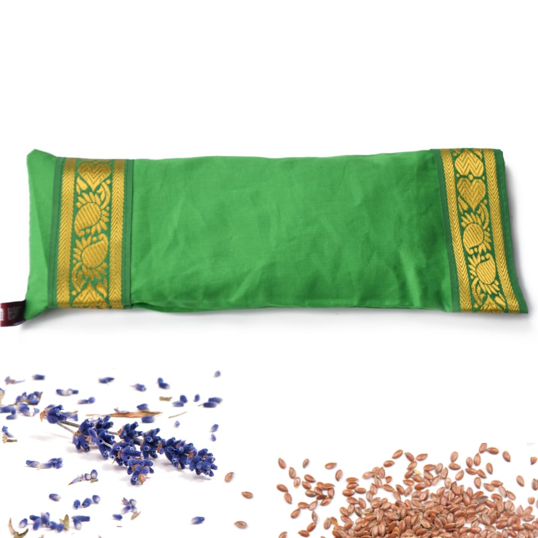 Yoga United 100% Cotton Lavender and Linseed Eye Pillow for Yoga, Relaxation, Meditation, Travel and Gift or Tired Eyes, and Headaches - grass green