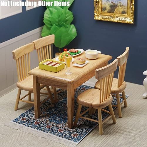 Miniatura 6 de Odoria 112 Mesa de comedor en miniatura y sillas de casa de muñecas, accesorios para muebles de cocina, Burlywood