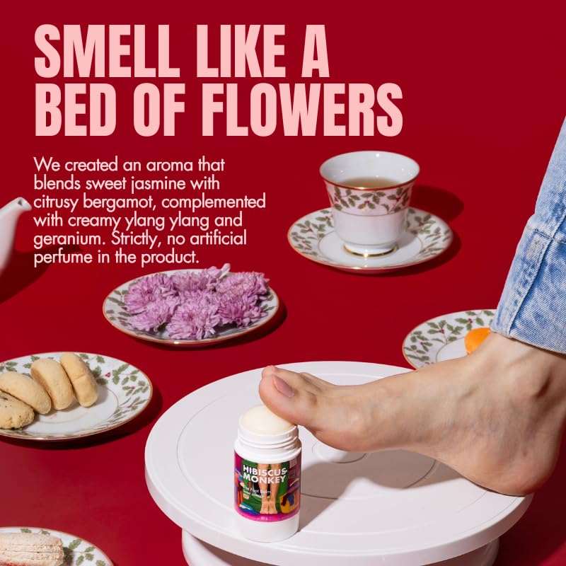 Image of Hibiscus Monkey The Foot Balm For Dry & Cracked Feet | Heals Cracked Heels, Moisturizes Dry Feet, Softens Rough Callouses, Protects Skin | Olive Squalane, Kokum Butter, Shea Butter, Turmeric Root Oil, Lemon Peel Oil | Natural, Chemical Free | Dermatologist Tested For Sensitive Skin | 50g