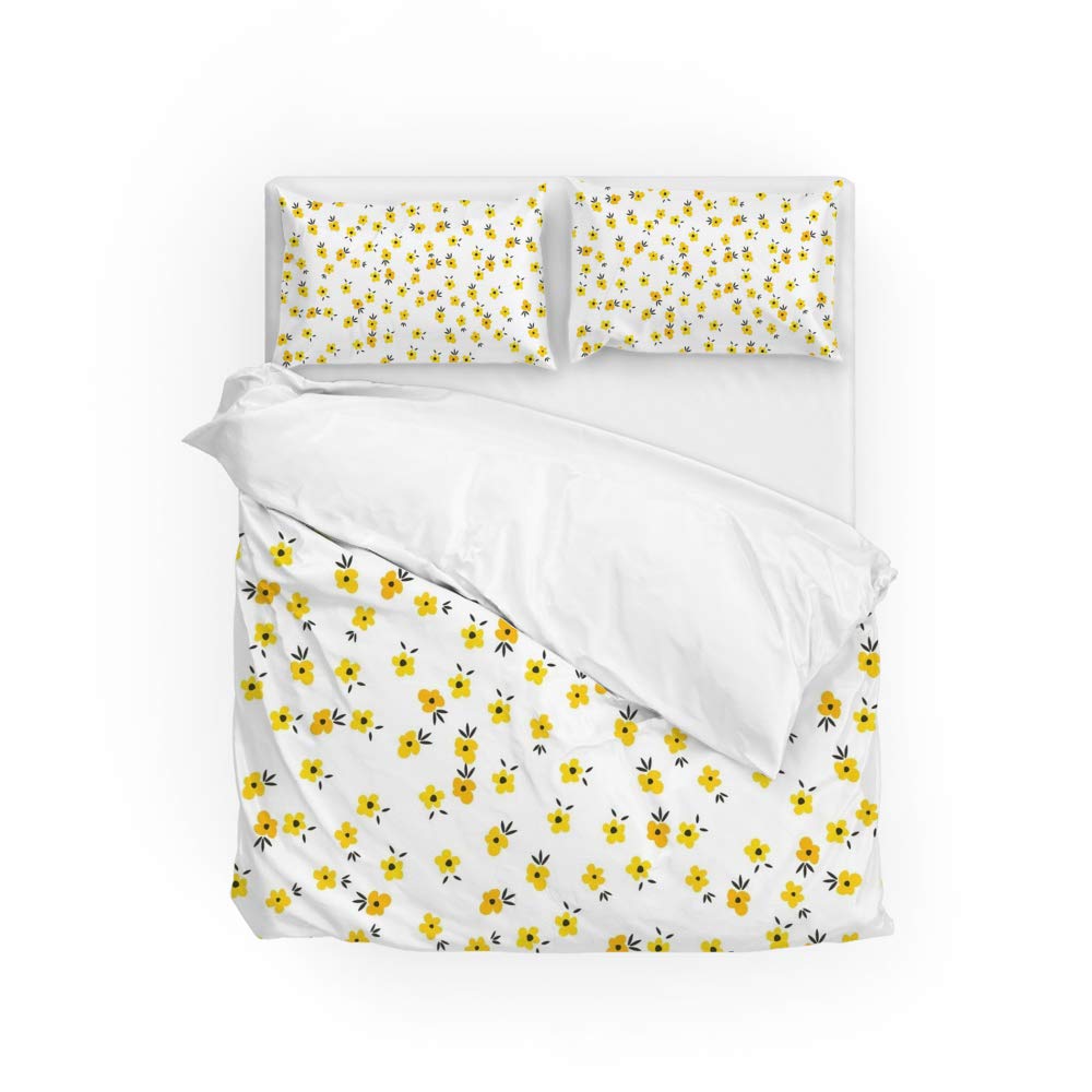 Housse de couette fleurs ultra douce et parure de lit anti-décoloration