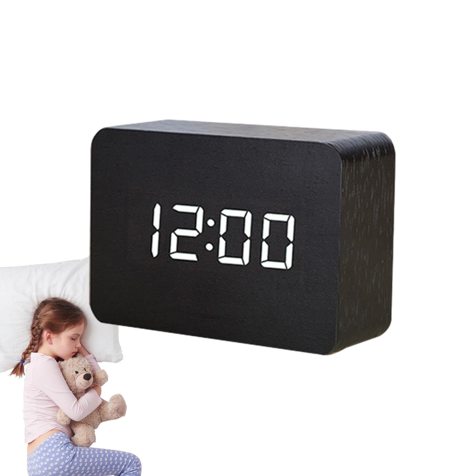 Digitale Houten Wekker - LED Display, Spraakbesturing, Instelbare