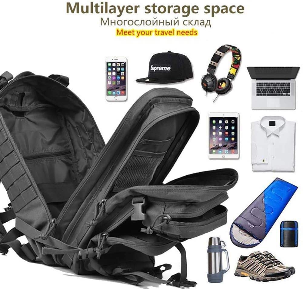 50L Mochila Tácticas Militar Plegable Impermeable Mochila Supervivencia, Montañismo, Senderismo, Trekking, Acampada, Aventura o Viajes,Caqui