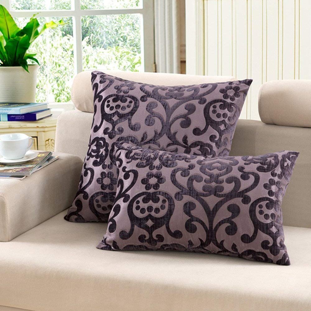 Decorative Modal Jacquard Euro Rectangle Throw Pillow Cover Case Pillowcase Cushion Sham - 24" x 16", Purple