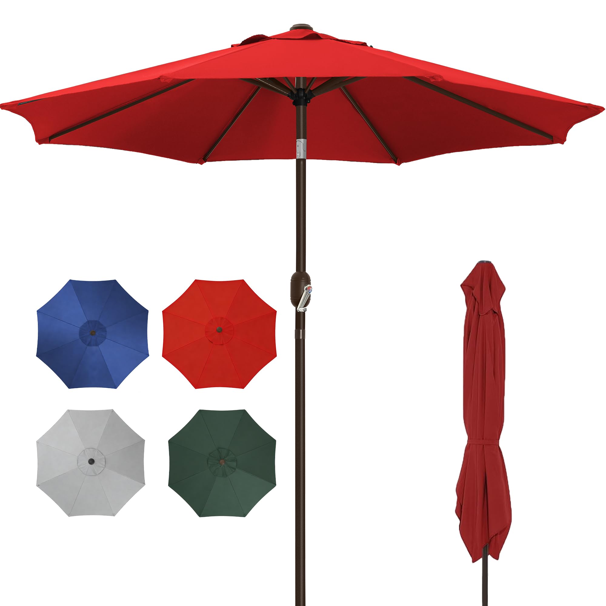 7.5 ft/9 ft Patio Umbrella,Outdoor Table Umbrella with 8 Sturdy Ribs, 30° Dual-Tilt & Crank System, UV50+ Water-Resistant Parasol de Patio for Garden, Backyard, Balcony, Pool image 4