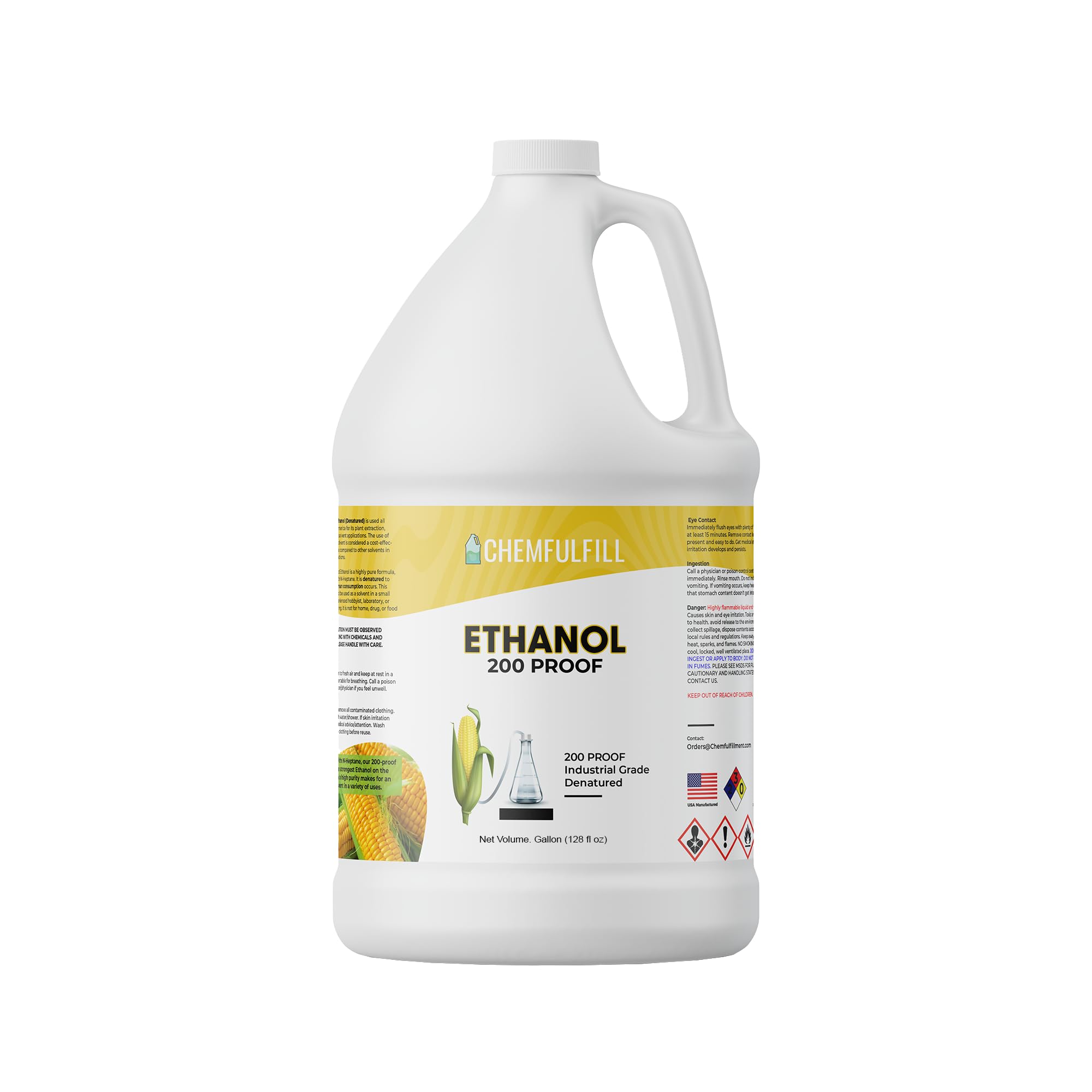 Chemfulfill 200 Proof Ethanol – Ethanol (100% EtOH Denatured) (5-Gallon (640 fl oz))