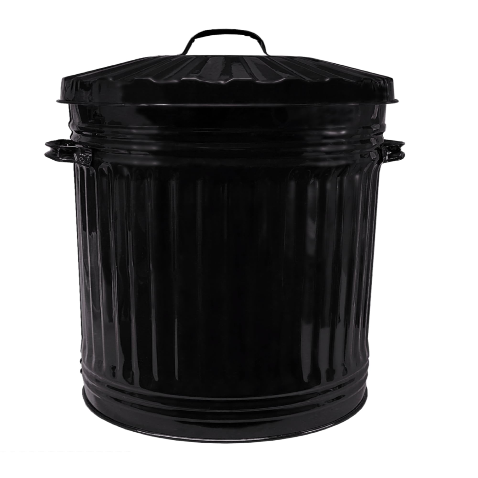 KetoBarrow 40L Retro Bin Vintage Style Metal Dustbin with Lid Suitable for Indoor or Outdoor - Classic Bin Steel Dustbin - Black bin - 40 Litre