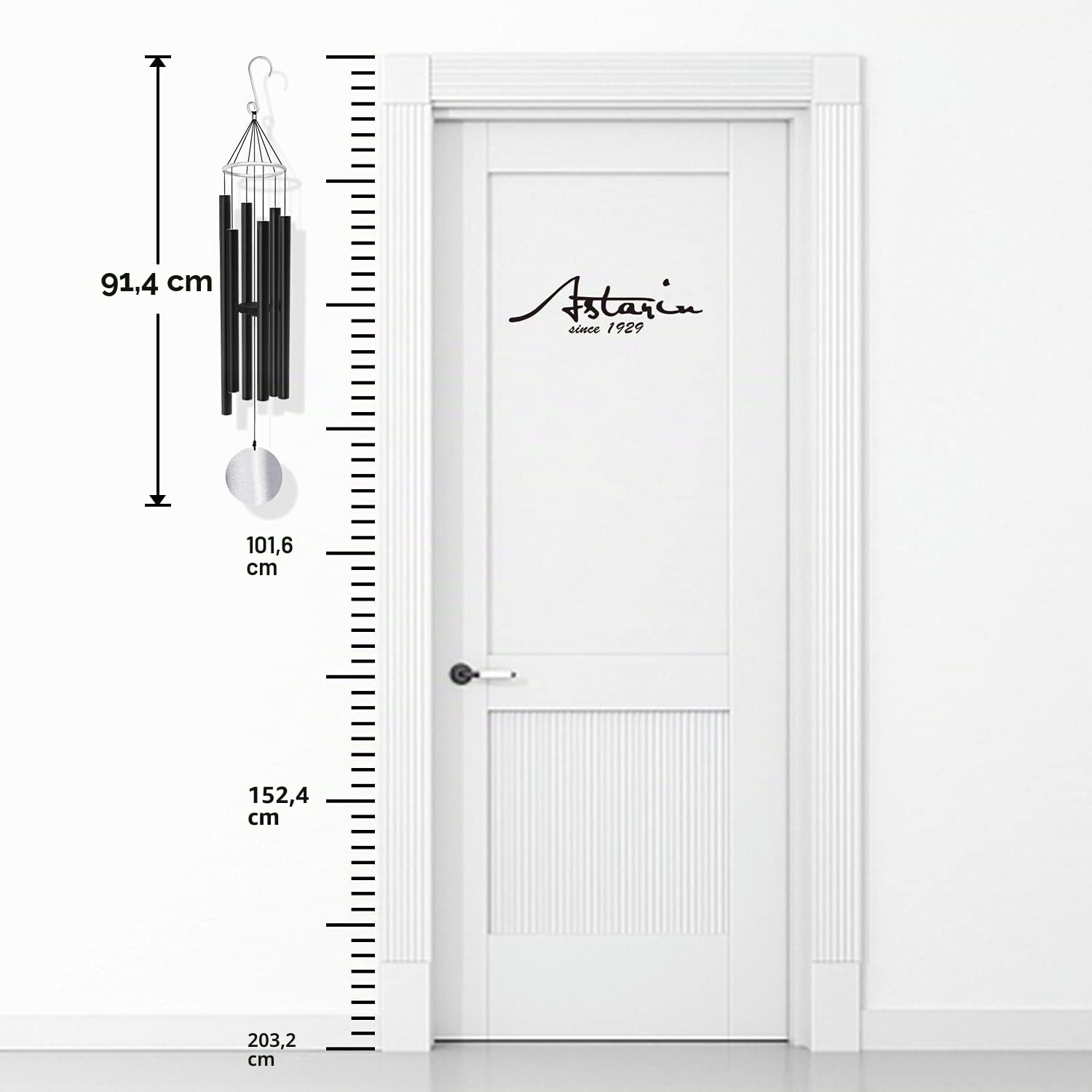 ASTARIN Carillon éolien pour Jardin, 91,4 cm, Grand Carillon éolien pour l'extérieur, Relaxant, apaisant, Basses Basses, Carillon commémoratif de condoléances pour Maman et Papa, Noir