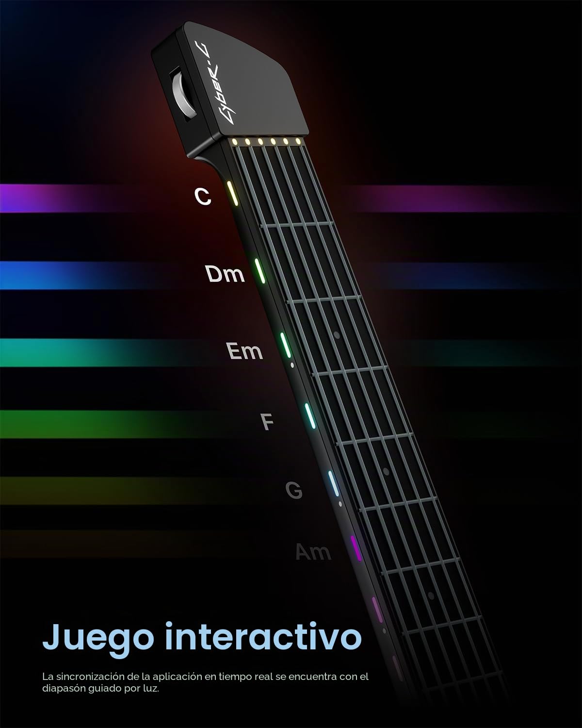 Enya CYBER-G Guitarra Inteligente con Cuerdas de Silicona y APP | 24 sonidos integrados, altavoz, sistema de percusión, app con acordes interactivos para adultos y jóvenes