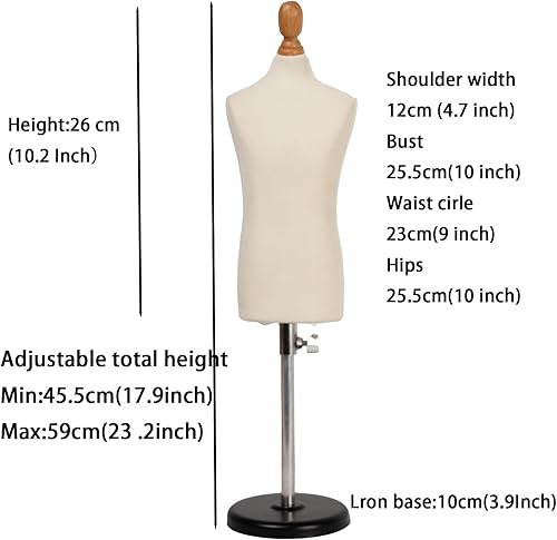 Miniatura 2 de Parfumfloral Maniquí de forma de vestido masculino (no de tamaño completo, altura del cuerpo de 10 pulgadas para costura, tamaño 14, maniquí de