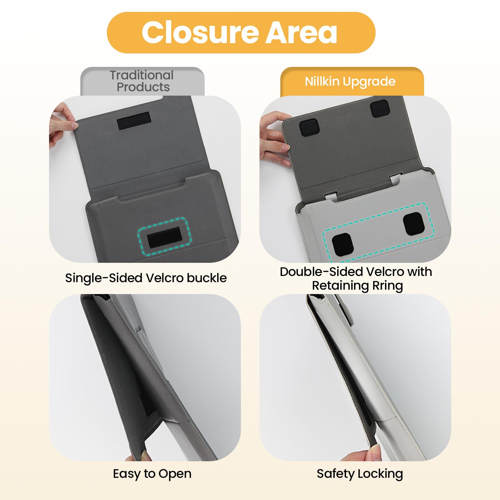 Nillkin Borsa per computer portatile da 15 a 16 pollici, con impugnatura magnetica, supporto regolabile e cinturino da polso, per MacBook Pro 16 pollici/Huawei/Xiaomi/HP