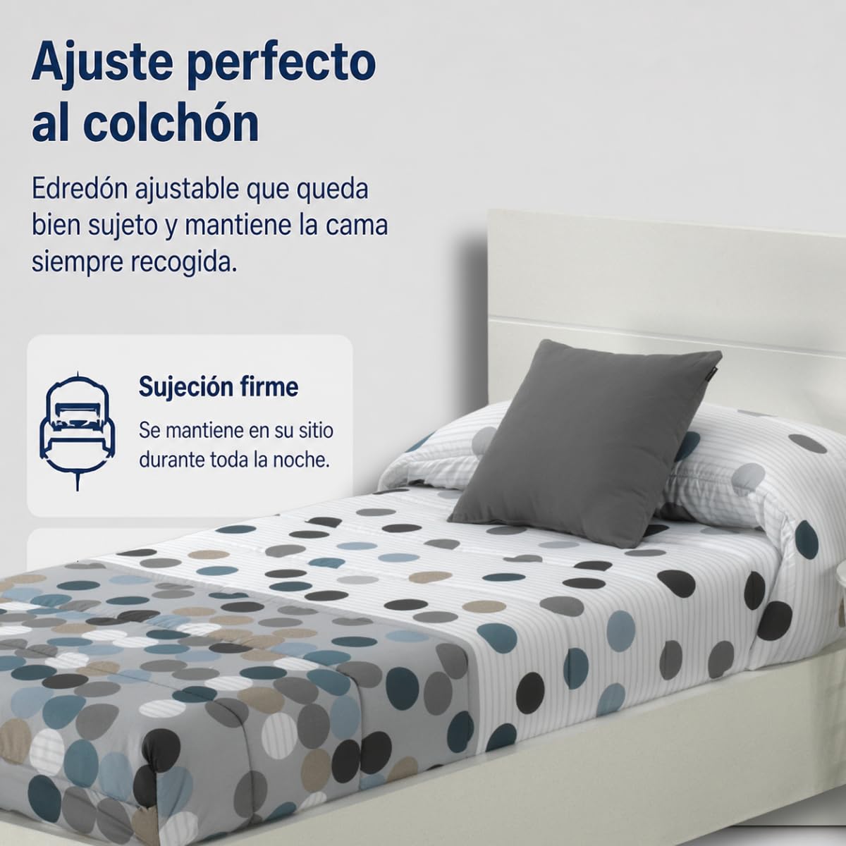 Lanovenanube Edredón Ajustable Vilma Gris Cama 120, 100% Microfibra 250g | Tacto melocotón, ajuste al colchón y uso para épocas de frío. Largo 190/200 cm. Fabricado en España. No incluye cojines