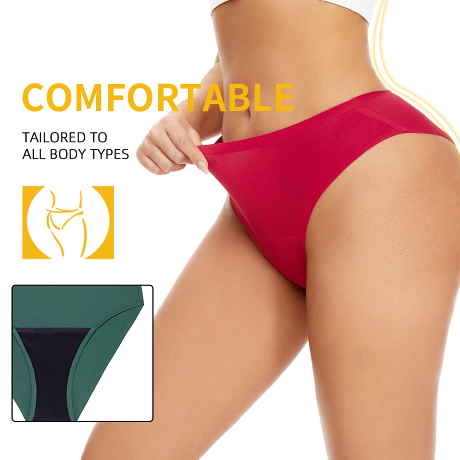 Pack de 5 Bragas Menstruales Mujer Cintura Alta Braga Menstrual Algodón Ropa Interior Protección