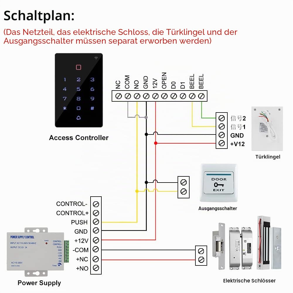WiFi Tuya RFID Zugangskontrolle Tastatur IP68 wasserdichte Access Controller Tastatur WG26/34 Telefon APP Passwort Entsperren System + 10pcs Keyfobs