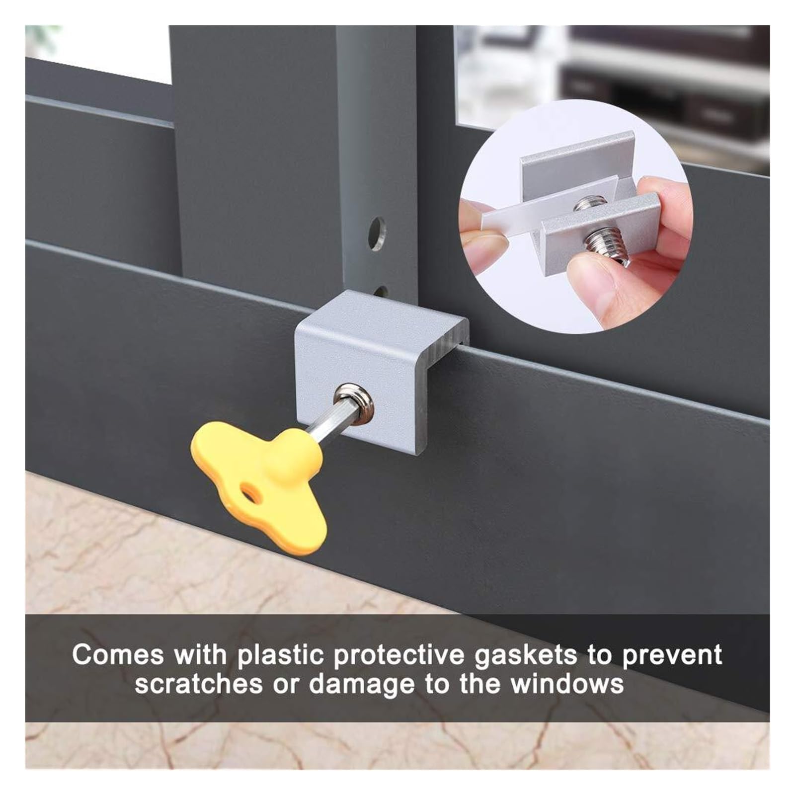 Tope de seguridad para ventanas de aluminio, Tope de bloqueo ventana aleación aluminio for rieles 1,5-1,6 cm, paquete 4/6/8 piezas con llaves(4 Pcs)