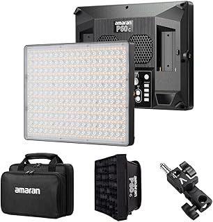 Amaran P60c RGBWW LED Panel Video Light Full-Color 60w CRI 95+ TLCI 96+,5900+ lux,Stepless Dimming,Color Temperature 2500K~7500K App Control Built-in 10 Lighting FX with Soft Box Carrying Case
