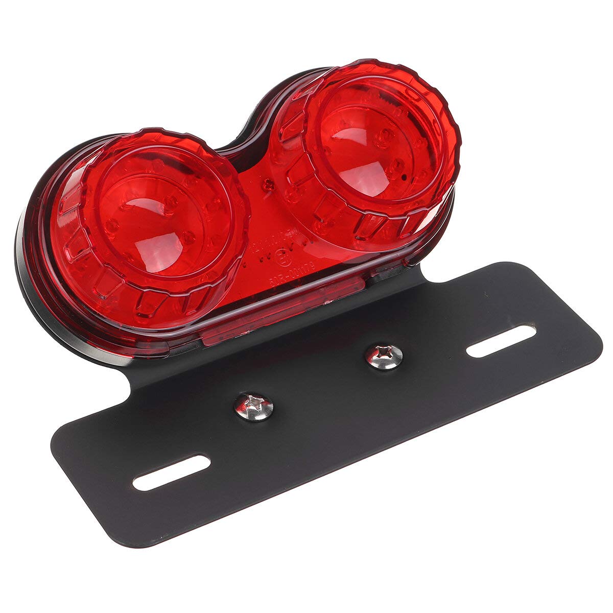 12V Moto Tail Light Led Frein Arrière Indicateur Plaque D’Immatriculation Lampe Rouge - Noir