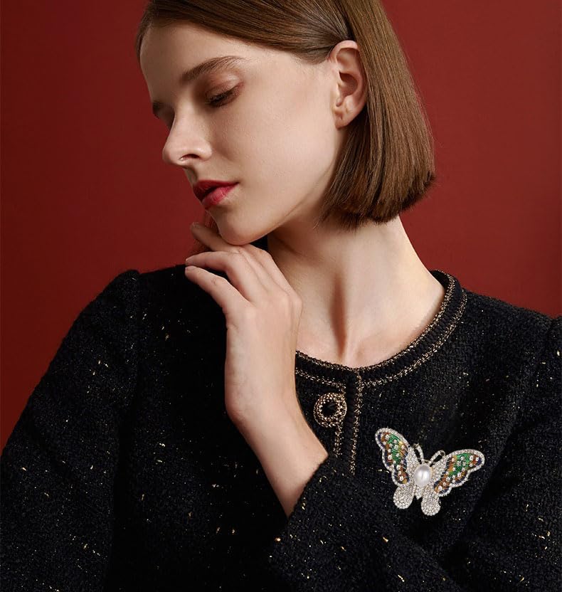 Image of Variety Styles Butterfly Brooch - Multi-Color Rhinestone Crystal Brooch Pin Cute Butterfly Shape Corsages Brooches Decoration Gift for Women