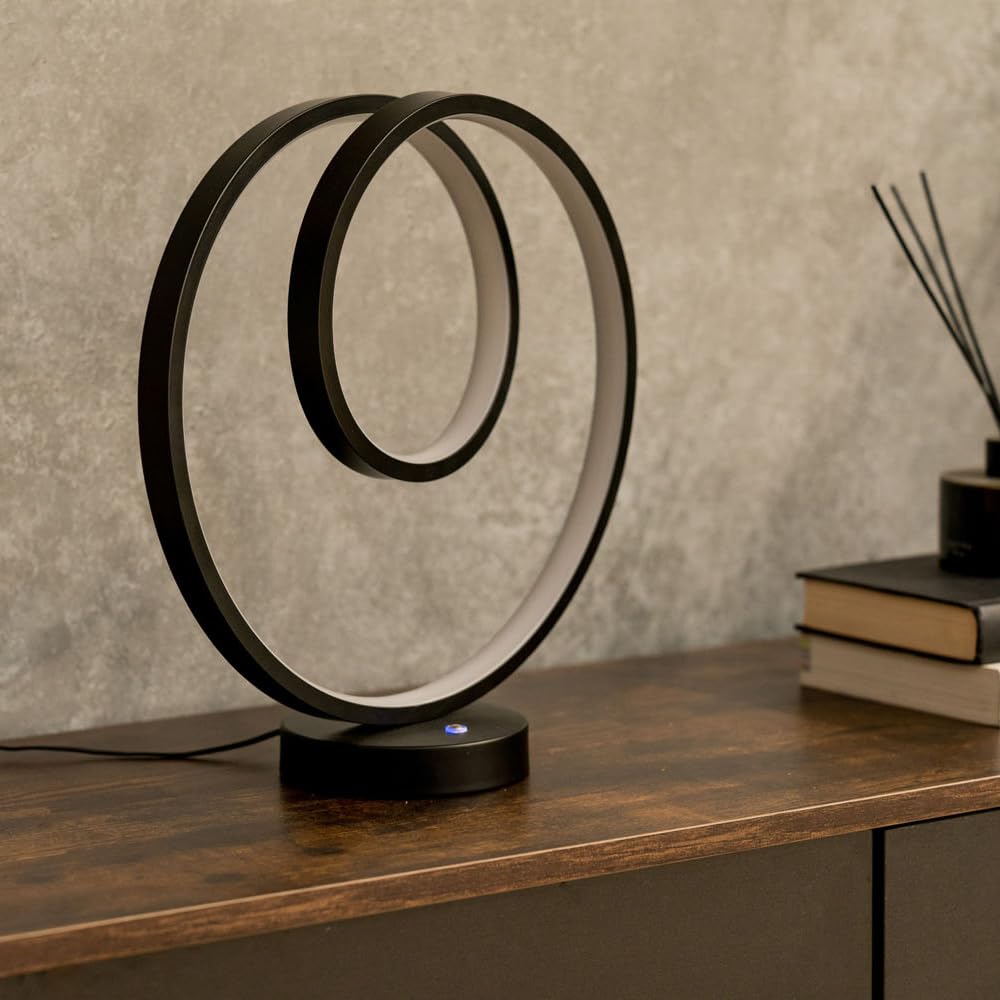 Valuelights Unisex Black Infinity Matte Double Loop Integrated Led Table Lamp Size 25