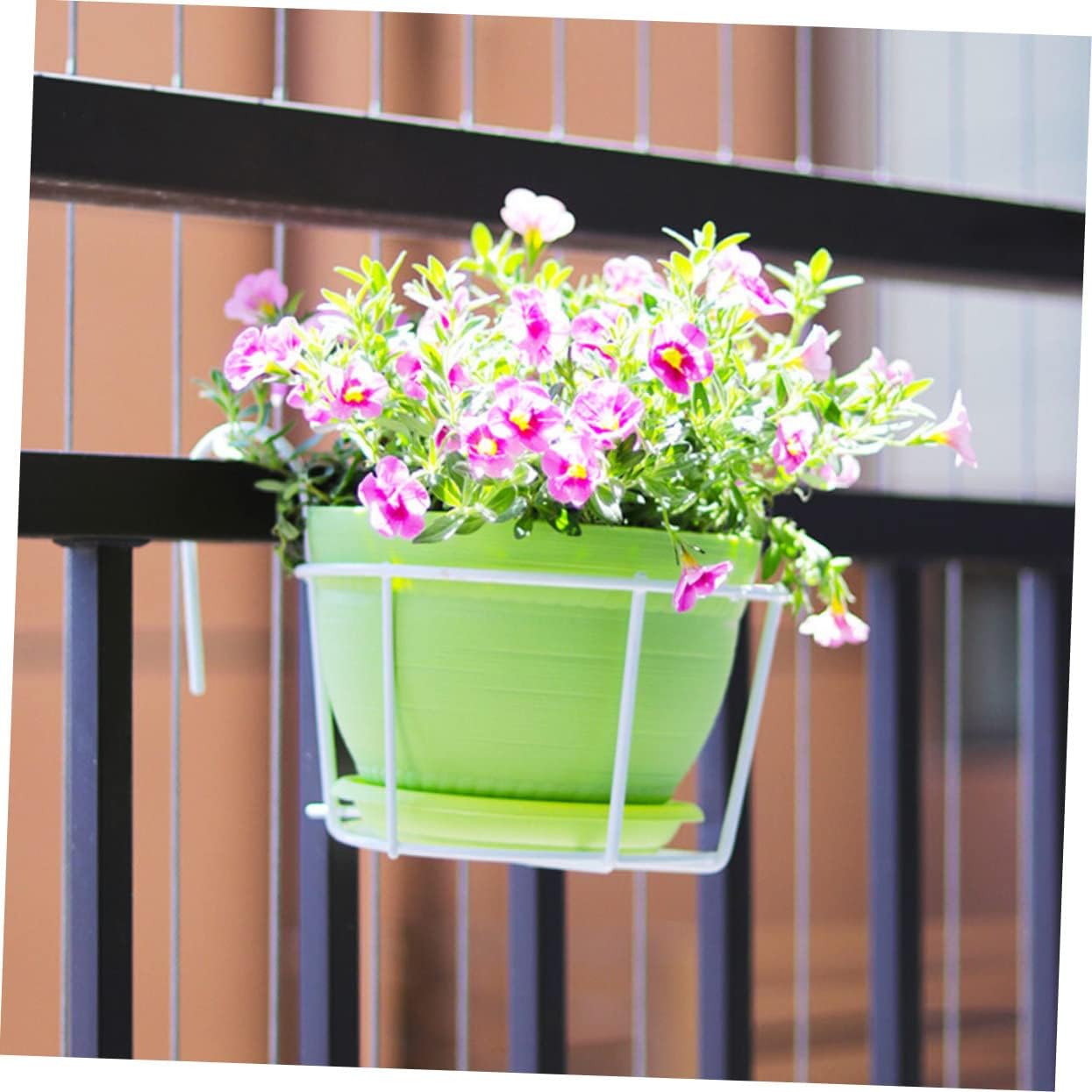 BESPORTBLE 4Pcs Balcony Plant Hanger Iron Railing Planter Holders Hanging for Outdoor Plants Design Fits Fences and Windows Easy to Clean Store