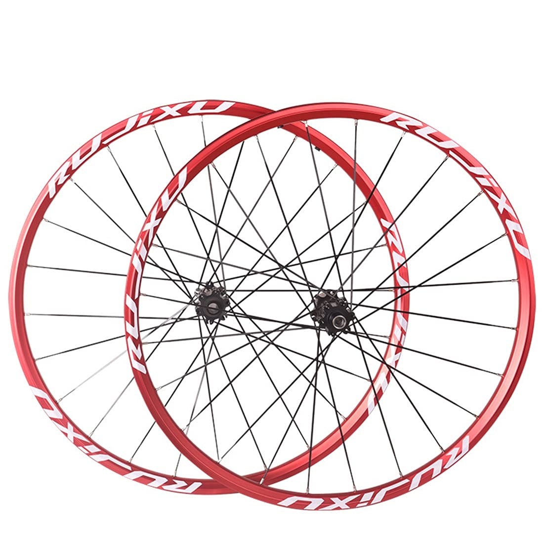 26 27.5 29" Set Ruota Bici Mountain Bike MTB Bicicletta Ruota Posteriore E Anteriore Lega Alluminio Cerchio 24 Fori Disco Freno Mozzo 7 8 9 10 11 Velocità Cassetta (Color : Rot, Size : 27.5")