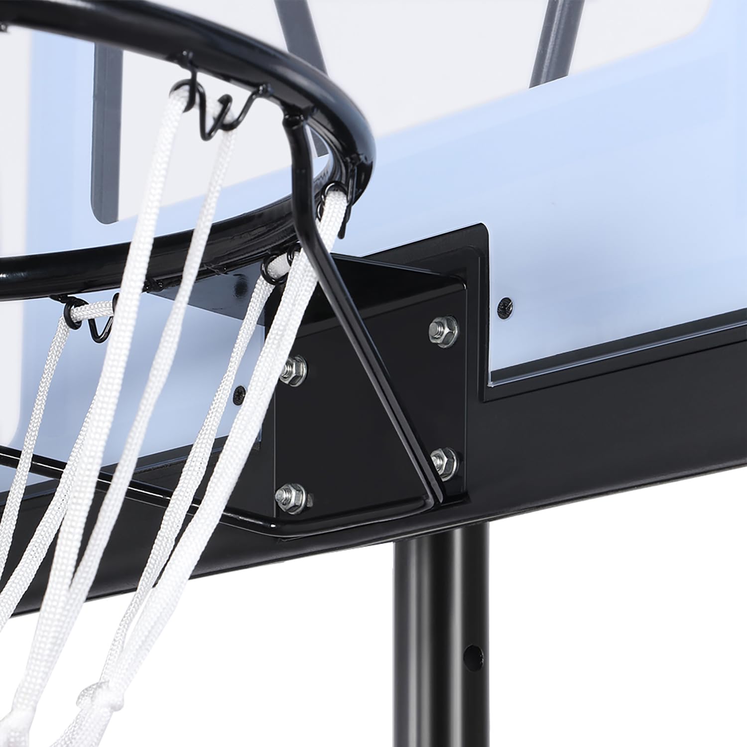Yaheetech Basketballkorb mit Rollen Basketballständer Basketballanlage Standfuß mit Wasser oder Sand Höheverstellbar 219 bis 279 cm, Schwarz, Nylon