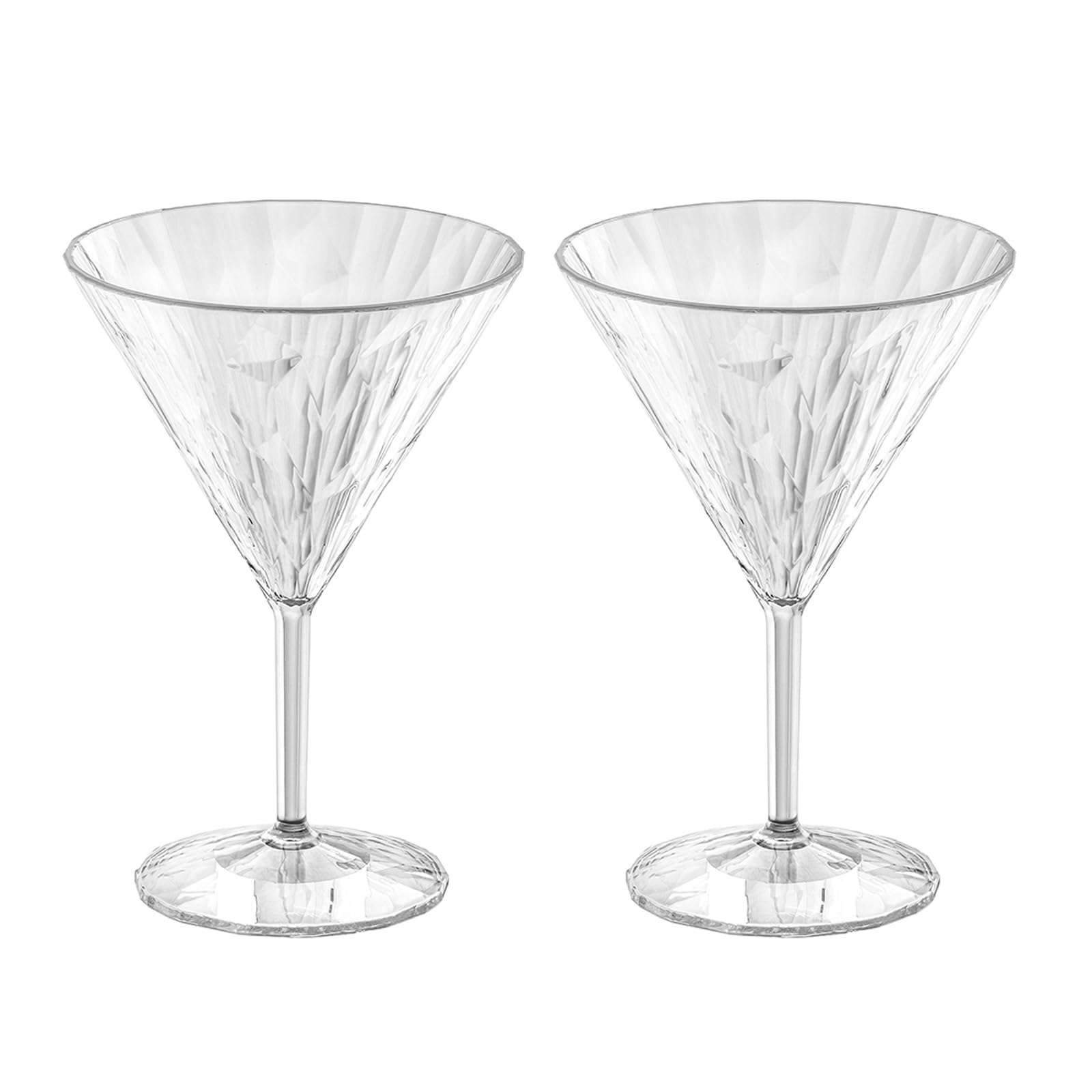 Koziol Superglas Club No. 12, 2 unidades, 250 ml, vaso de martini de plástico cristalino, lujoso, irrompible, reutilizable, fiesta, camping, set de 2