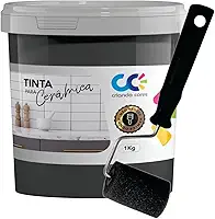 Tinta para Cerâmica Cinza Cromo 1kg Base Água Alta Cobertura, Acabamento Fosco, Secagem Rápida para Pisos e Paredes