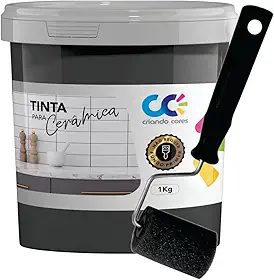 Tinta para Cerâmica Cinza Cromo 1kg Base Água Alta Cobertura, Acabamento Fosco, Secagem Rápida para Pisos e Paredes