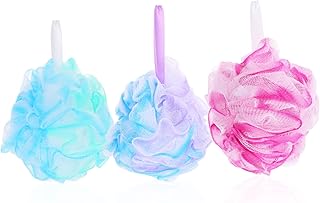 فوميز. 3 قطع من اكسسوارات حمام كرات الاستحمام للنساء، ليفة للاستحمام وتقشير الظهر، ليفة استحمام للجسم، ليفة استحمام للنساء، اكسسوارات استحمام للنساء