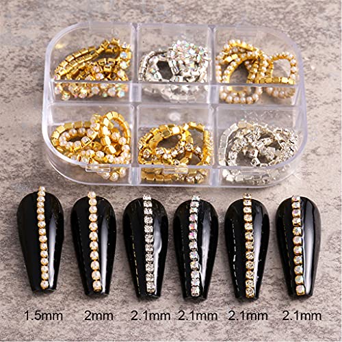 Gergxi Nageldekoration, 3D-Nagelketten, Nagelkunst-Zubehör, metallische Nagelketten, glitzerndes Design, Nagelschmuck… – Bild 7