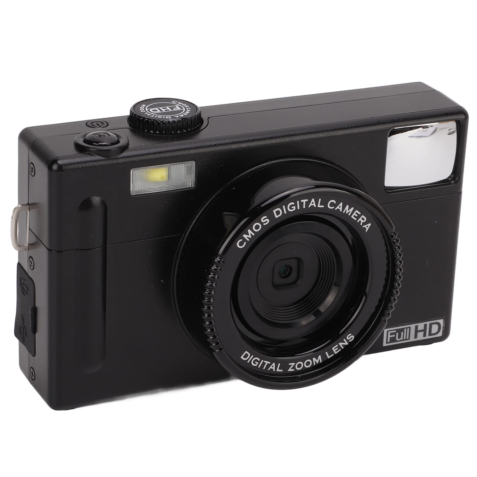 Bezlusterkowy Aparat Cyfrowy FHD, Przenośny Aparat Cyfrowy 8MP 16X Zoom 1080P HD z 3-calowym Wyświetlaczem LCD, Kamera z Kamerą Mini Vlog PC, dla Przyjaciela Dzieci w Domu(Czarny)