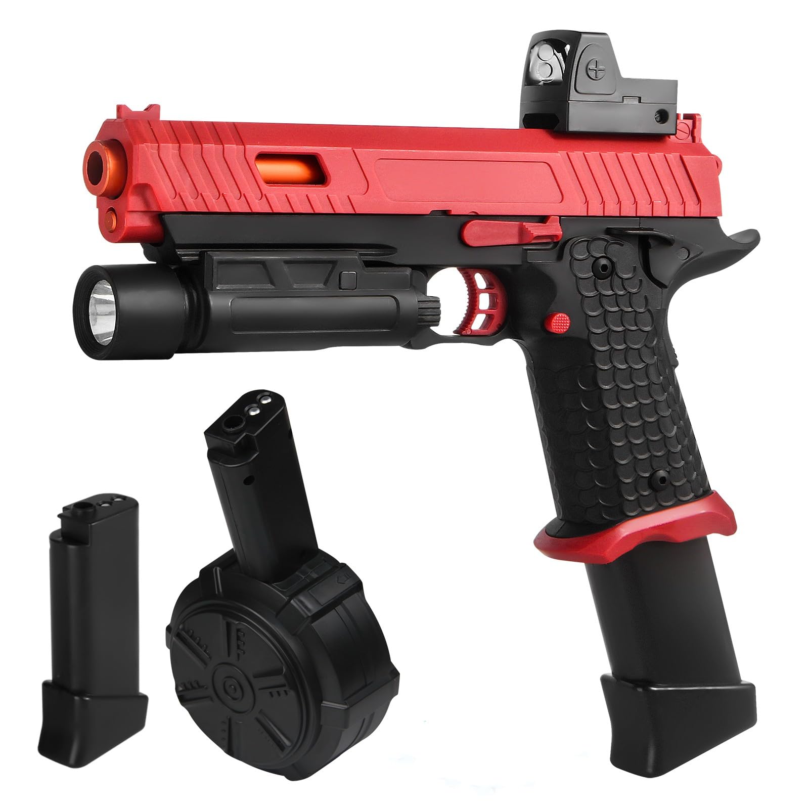 Gel Blaster Toys X5,Full Auto Splatter-Blaster for Ages 14 & Up and Adults with Drum,Long Hopper,Safety Light and Goggles for Activities Team Game,Red