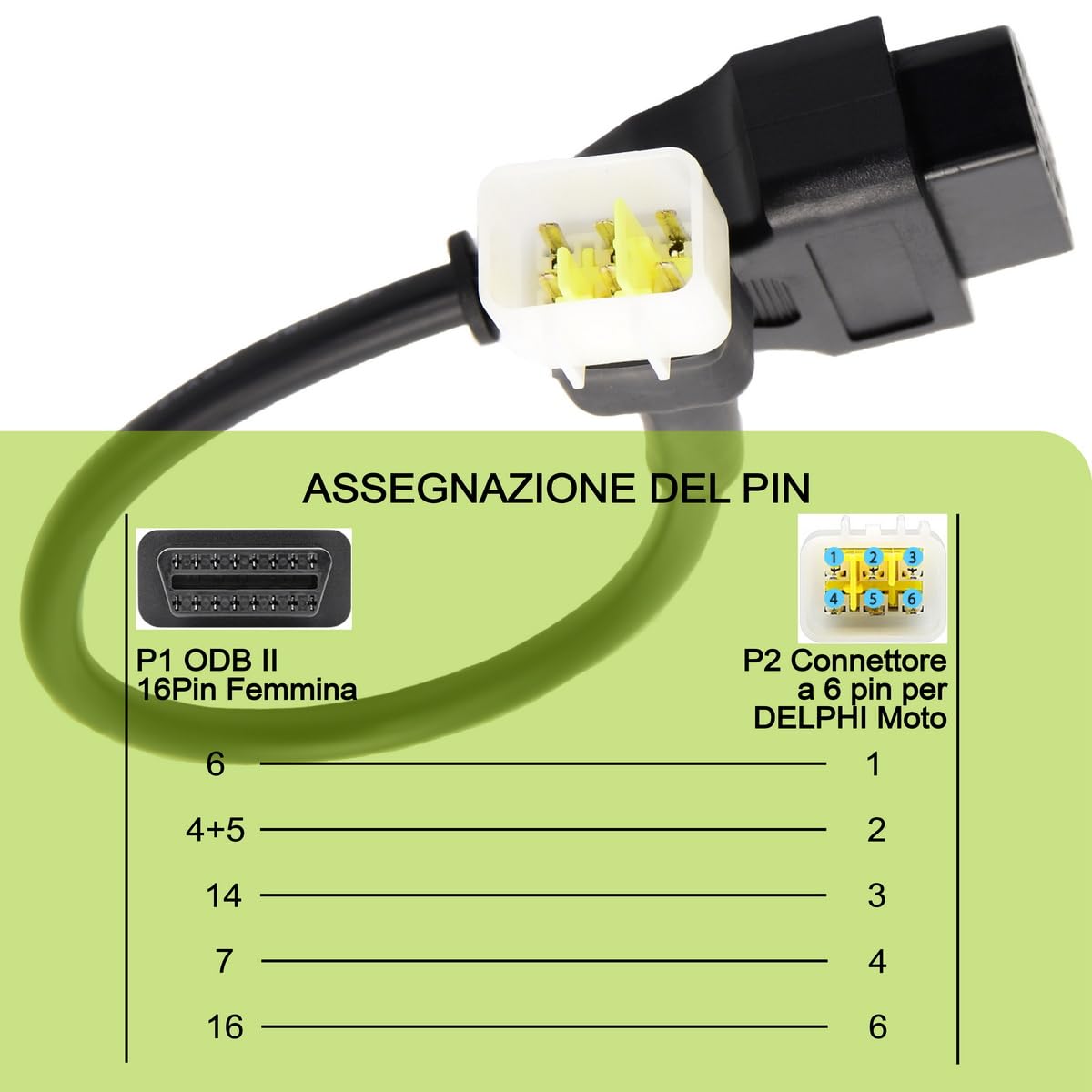 CAVO PER MOTO OBD2 per cavo diagnostico Honda da 6 pin a adattatore a 16 pin EUR 13,40 - IT