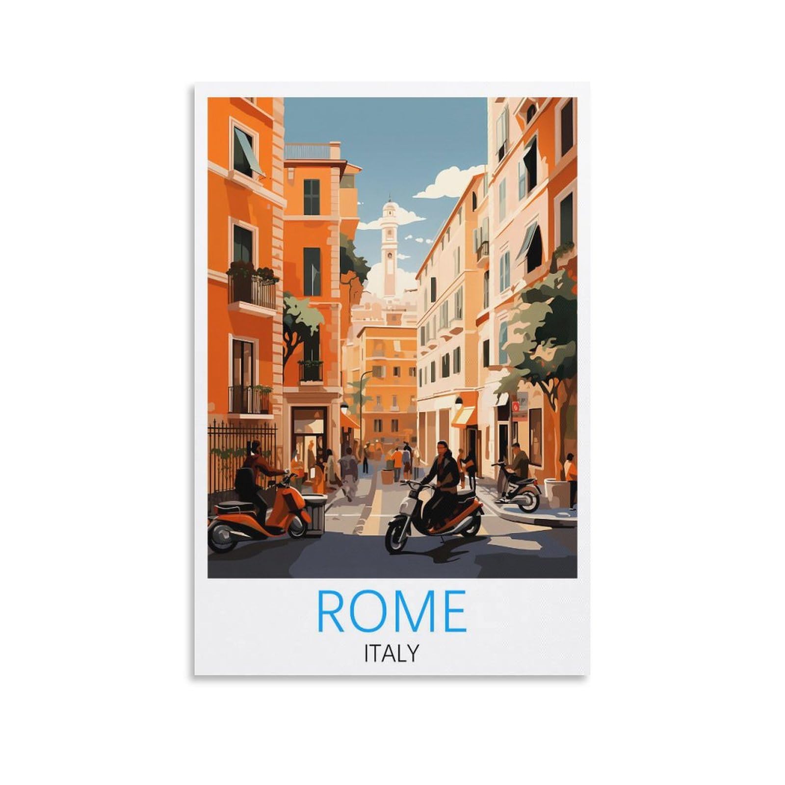 Rome Italy Vintage Travel Poster 16x24inch(40x60cm) Canvas Print for Living Room, Bedroom, Dorm, Home, Office Wall Decoration