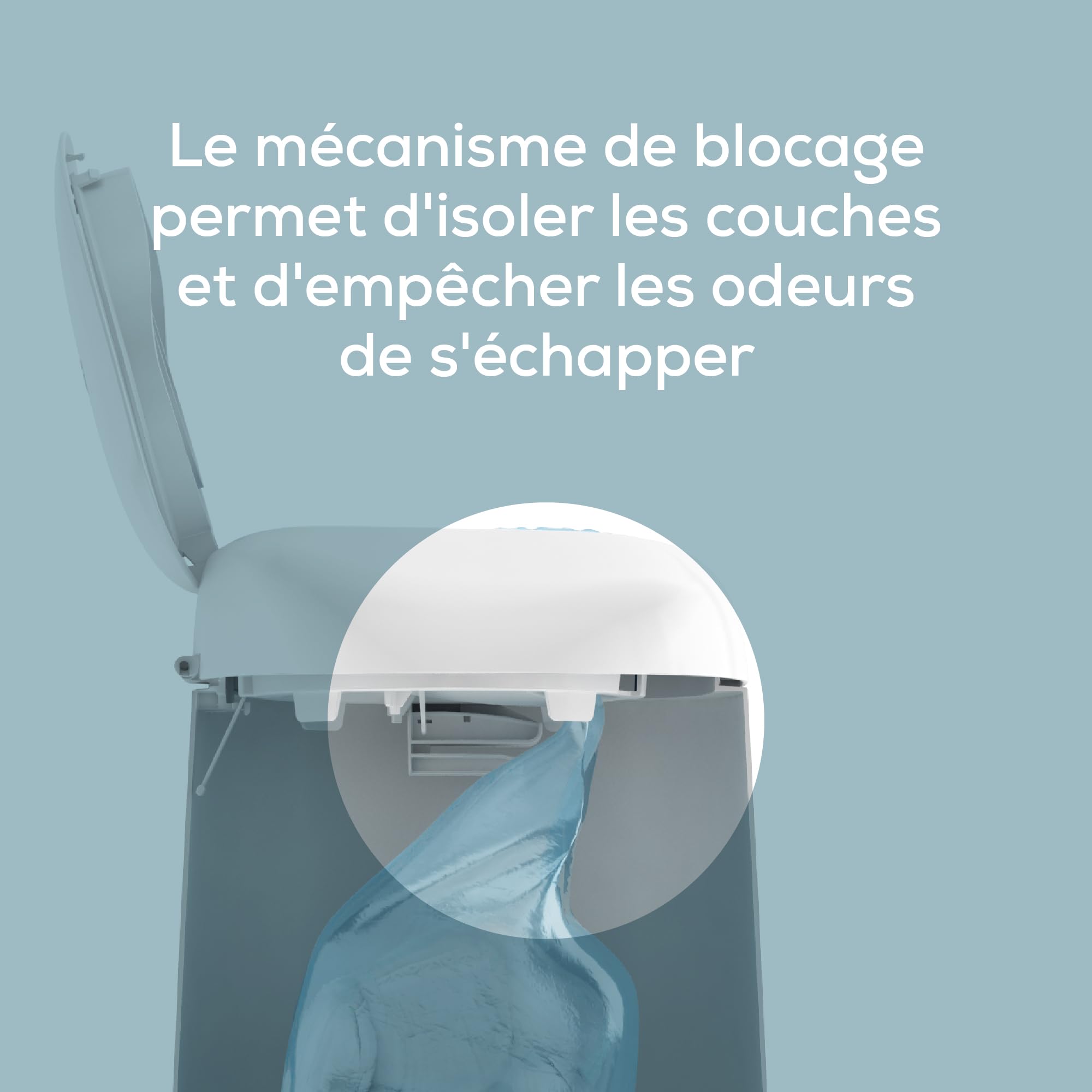 Angelcare Poubelle à Couches + 3 Recharges Anti Odeurs/Grande Capacité Antibactérien Usage Simple Dress Up, Blanc