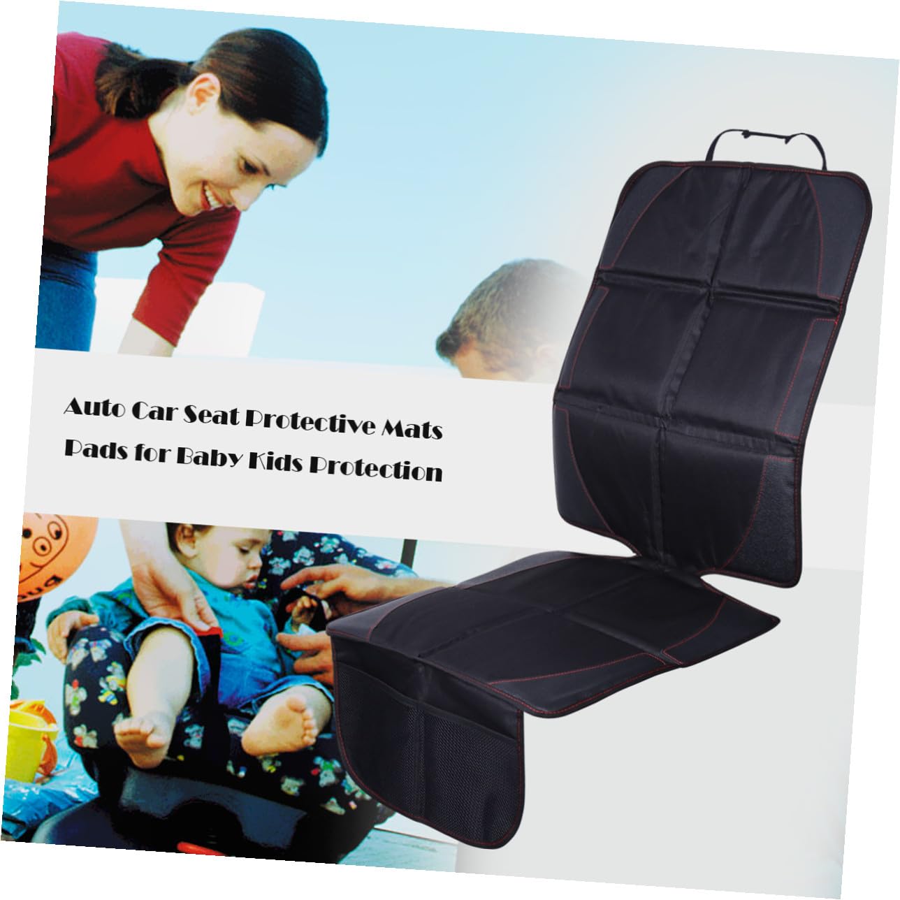 Protezione per Seggiolino Auto per Bambini, Nero in Cuoio Oxford Cotone