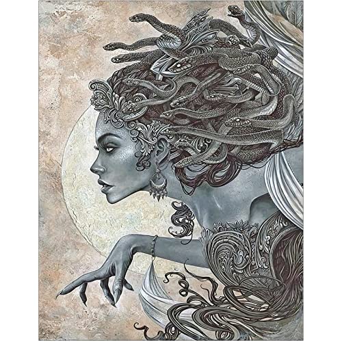 DCIDBEI 40 x 50 cm Diamond Painting Frau Monster für Erwachsene, Malen Nach Zahlen Mythos Kinder Quadratisch Kunsthandwerk Dekoration Geschenk für Party Gotik|| Medusa-Statue