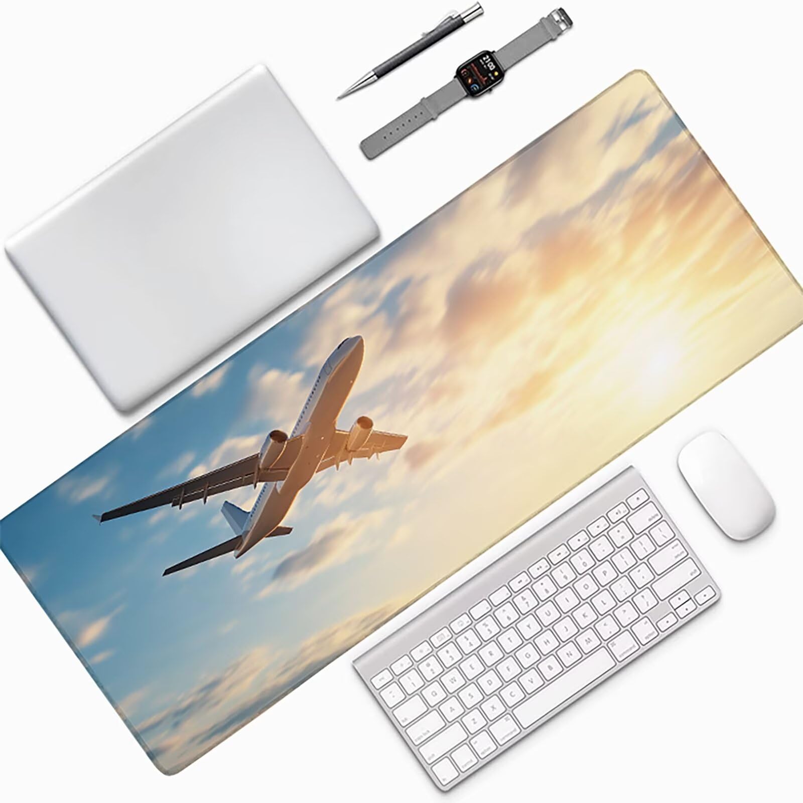 Tappetino Mouse Gaming Giallo Tappetino Mouse XXL 1200x600x3mm, Mousepad Aereo Sottomano Scrivania Grande con Bordi Cuciti per Pad PC Accessori Gaming, Ufficio Accessori Scrivania, Regalo Y-4739