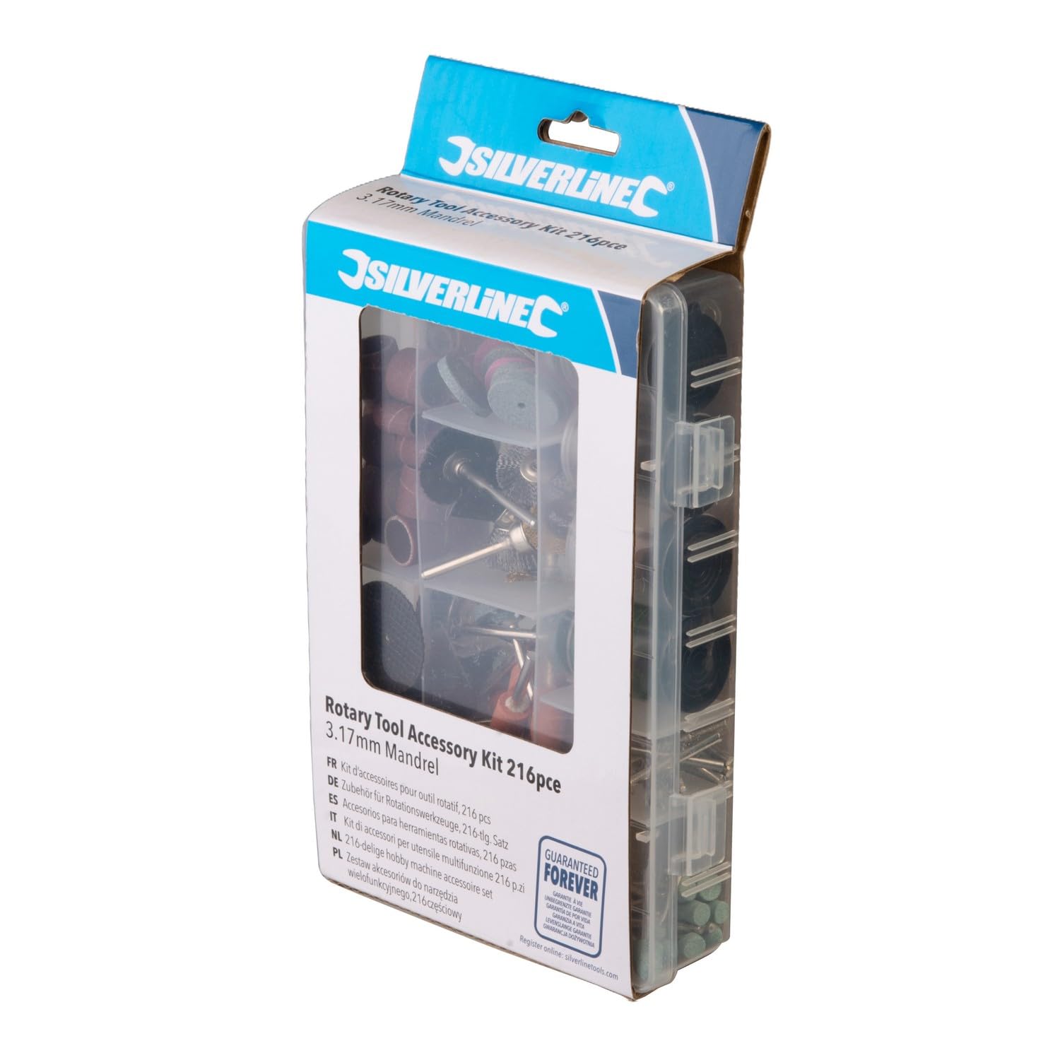 Silverline 267204 Zubehör für Rotationswerkzeuge, 216-tlg. Satz Schaft: 3,17 mm