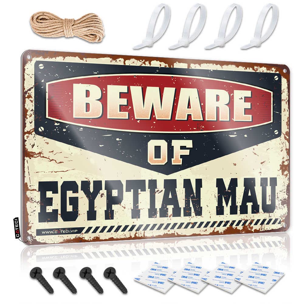 Mwfkkaddb Men's One Color Funny Outdoor Decor Beware Of Egyptian Mau Sign Funnymetal Sign Warning Signs For Bedroom(30X40cm)