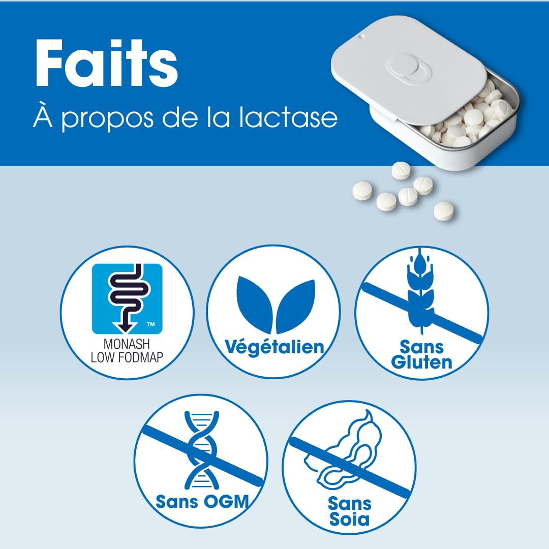 Lactase 20 000 enzymes digestives - 50 comprimés sécables avec | Complément alimentaire pour l'intolérance au lactose | Enzyme lactase qui aide à digérer les produits laitiers | Dosage le plus élevé