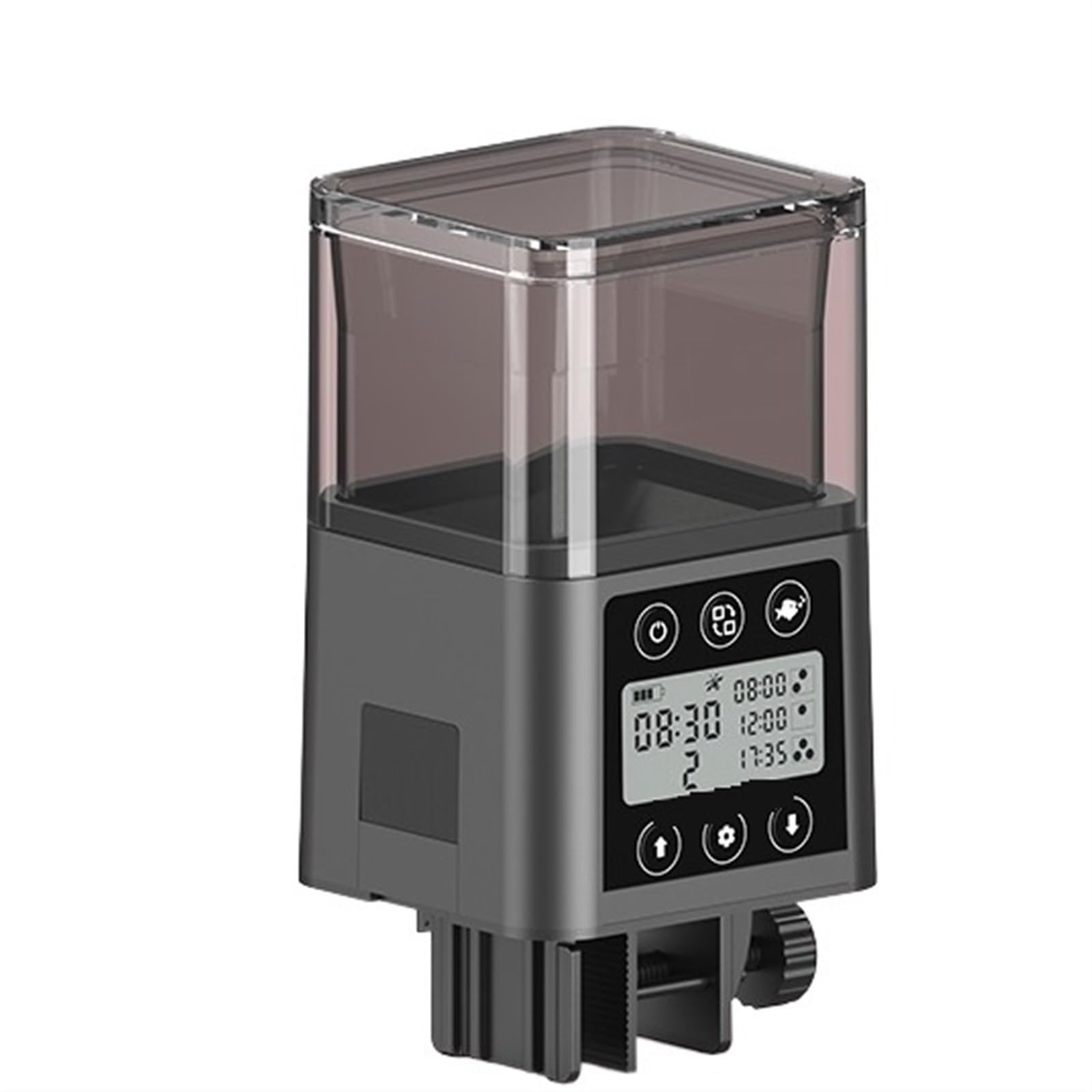 Karmnik dla ryb stawowych, Automatyczny podajnik dla ryb z ekranem LED LCD Automatyczny podajnik o dużej pojemności 320 ml Inteligentny podajnik czasowy dla ryb Karmienie ryb(320ml)