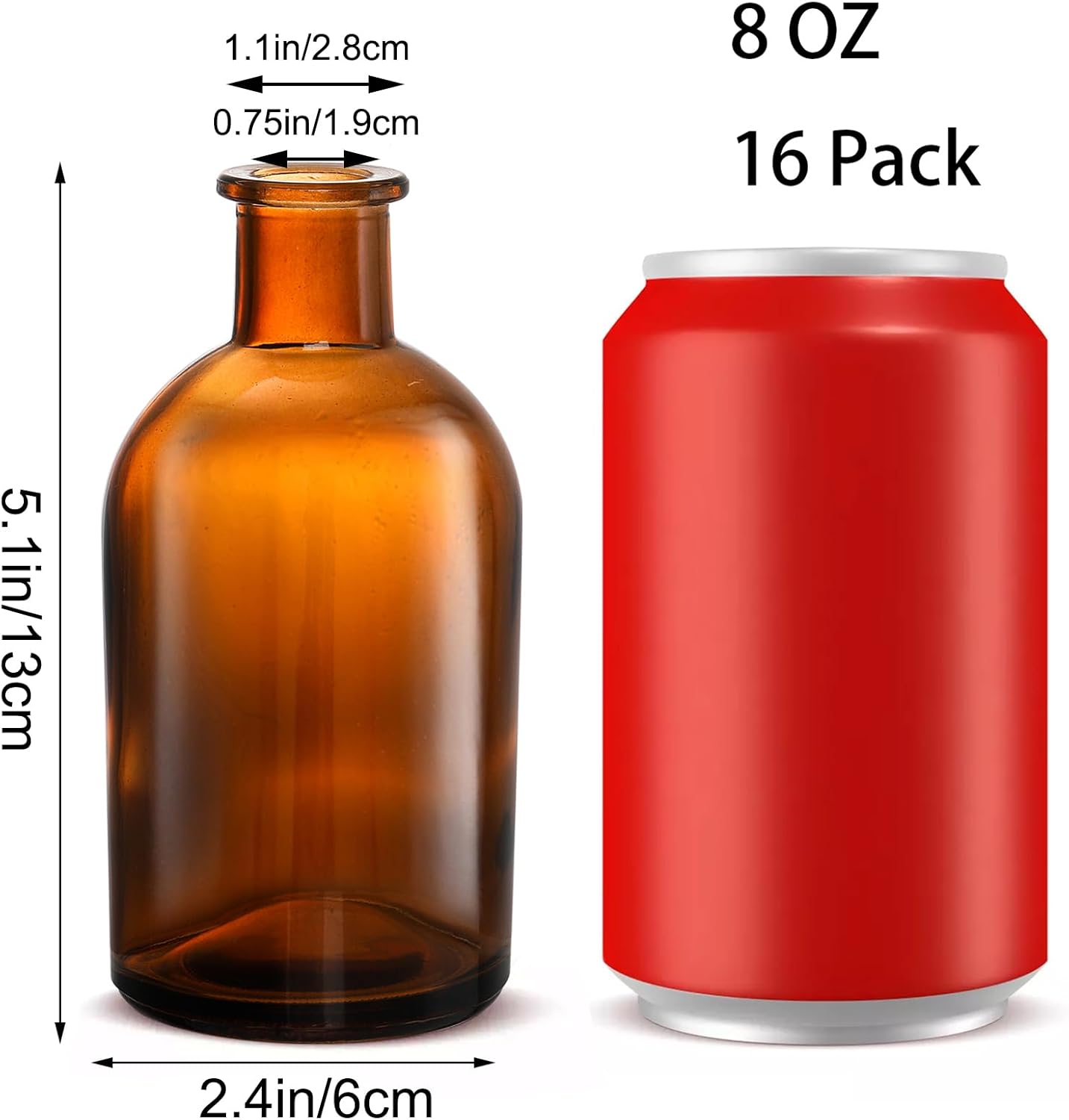 YOUEON 16 Pack Amber Glass Bud Vases, Small Bud Vases in Bulk, Glass Flower Vases for Centerpieces, Vintage Decorative Bottle Vases for Flowers, Home Decor, Wedding Reception, Office