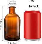 YOUEON 16 Pack Amber Glass Bud Vase, 8 Oz Living Bud Vases, Small Vases for Flowers, Decorative Amber Bottles for Table Centerpiece, Home Decor, Office, Wedding Reception, Vintage Style Brown