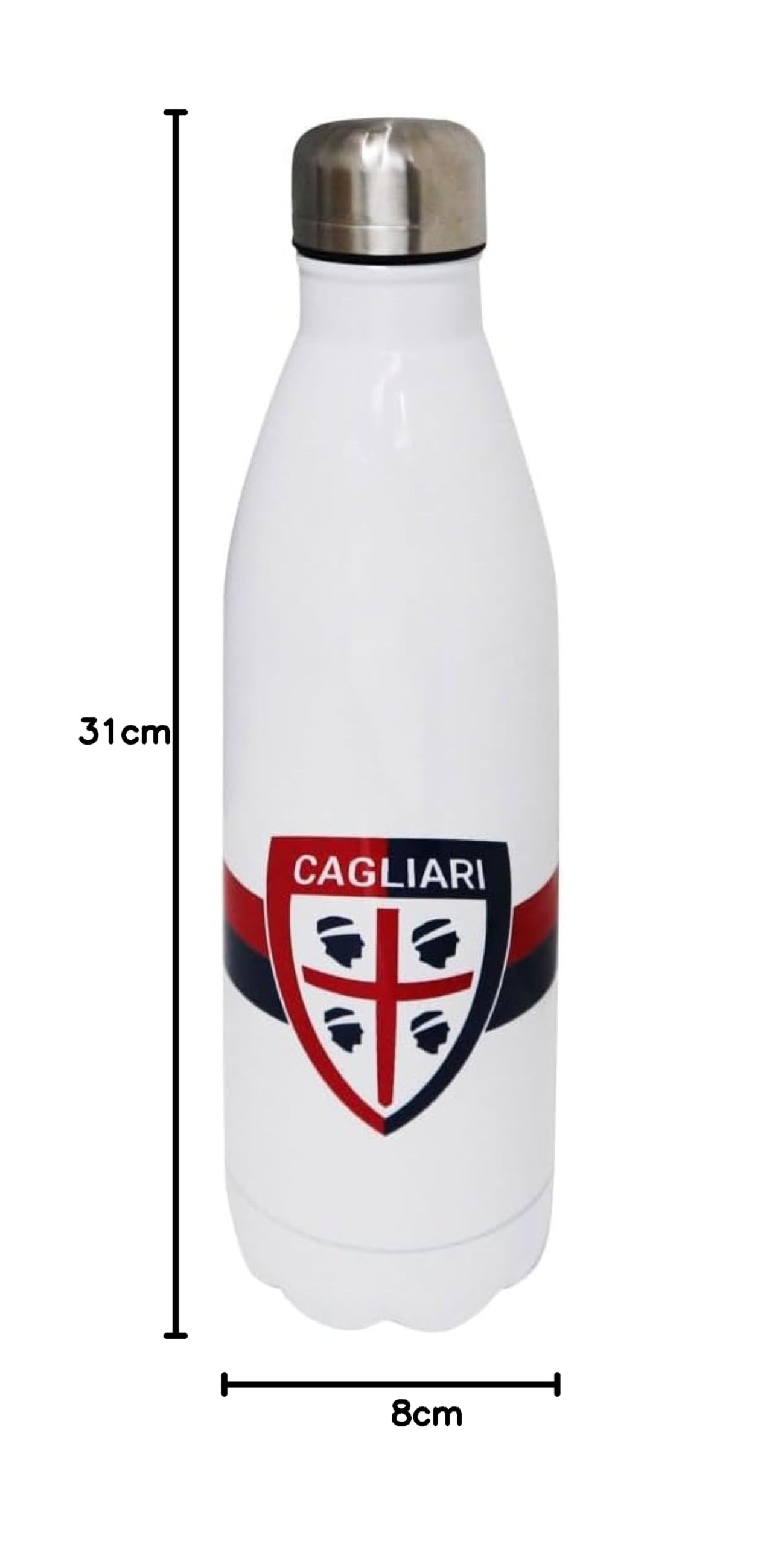 Generico Borraccia 750 ml Compatibile con Cagliari Calcio Bianco Unica