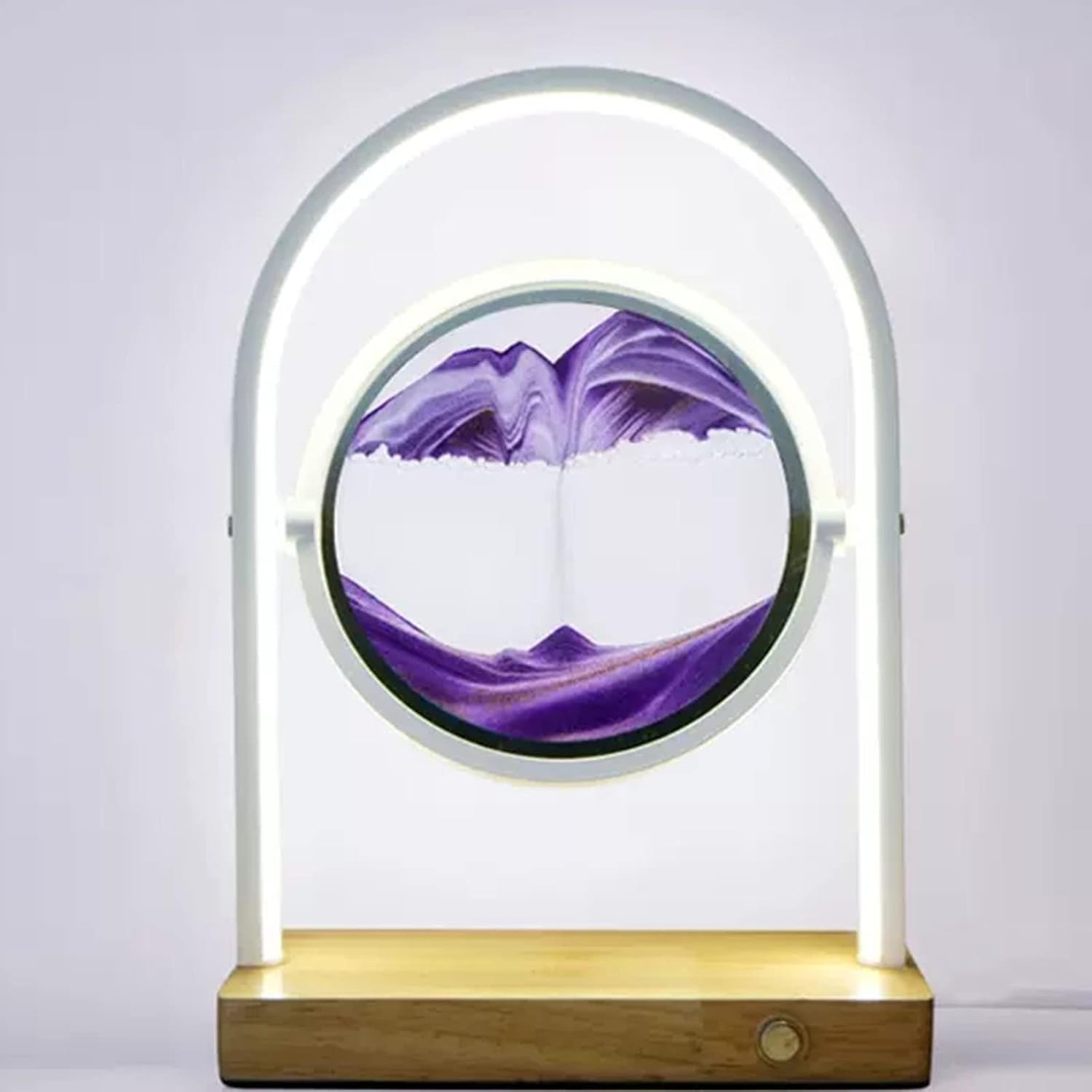 Quicksand Painting Table lamp,Moving Sand Art Picture 3D Glass Deep Sea Sandscape Flowing Sand Frame Desktop Ornaments Quicksand Painting (Color : Red, Size : 30x20x10cm) (Color : Purple)