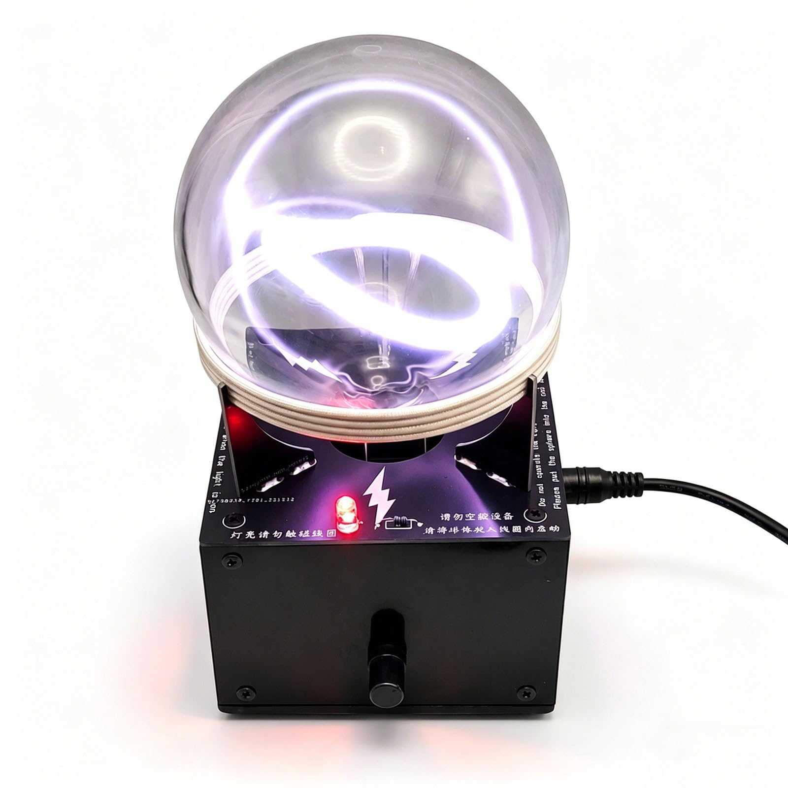 RKXKJ 3.54in Plasma Ball, Plasma Ring Exciter, Tesla Coil Arc Light Dynamic, Xe/Kr/Ne Glass Ball, Cool Desk Gadgets Decor, for Party Decoration, Outdoor Activities Warning Signal and Science Gift